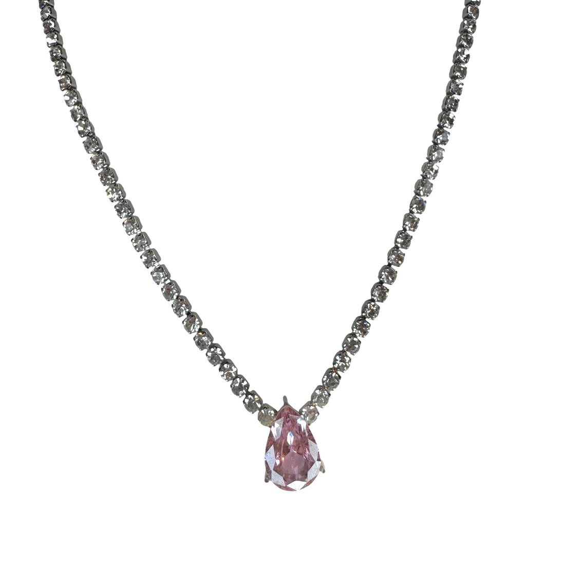 Collana tennis goccia zircone rosa