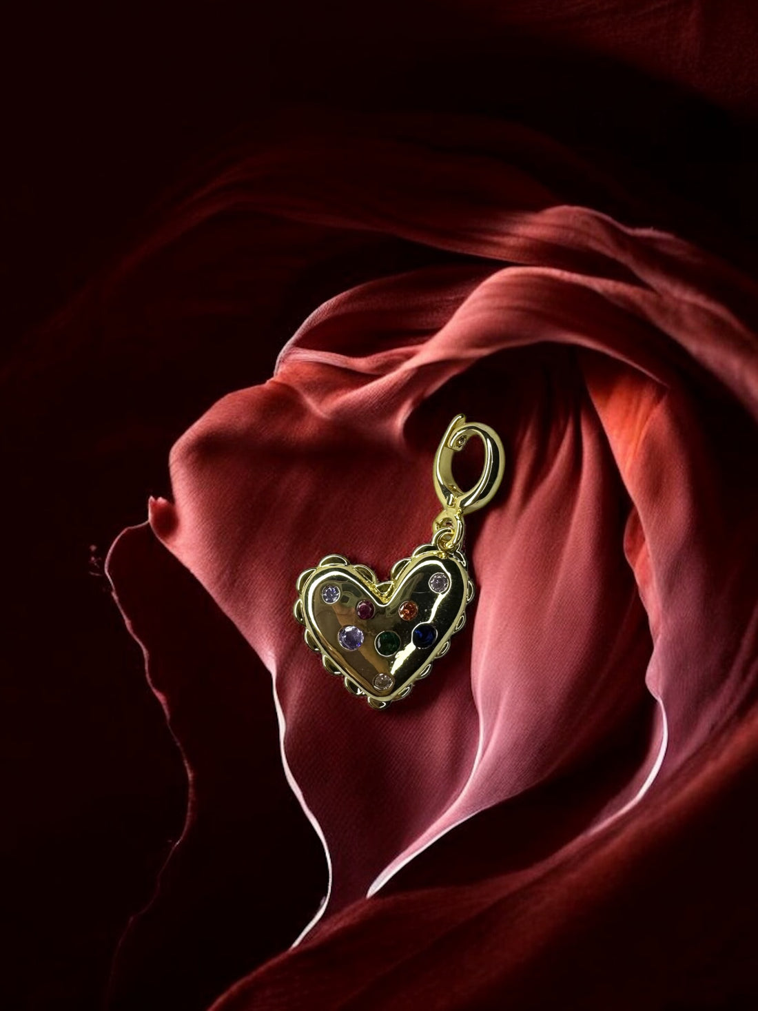 Charm a Clip Cuore Arcobaleno