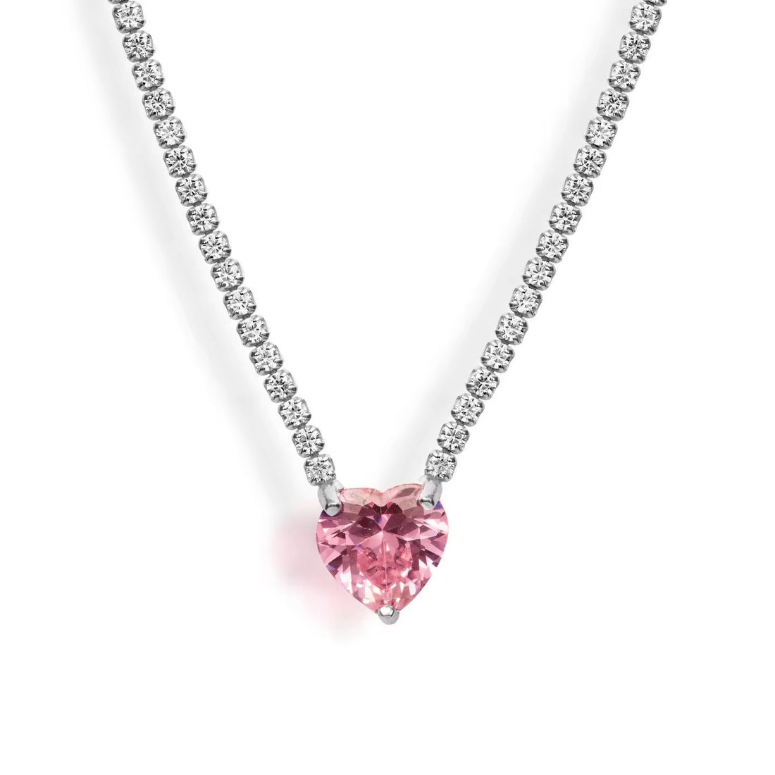 Collana tennis cuore di zircone