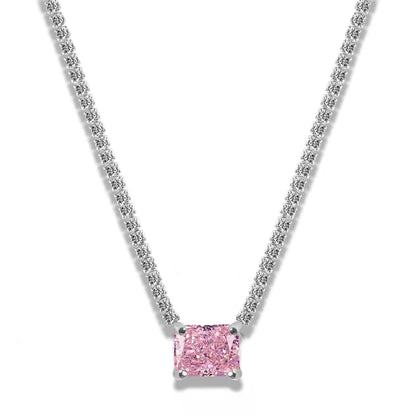Collana tennis rettangolo zircone rosa