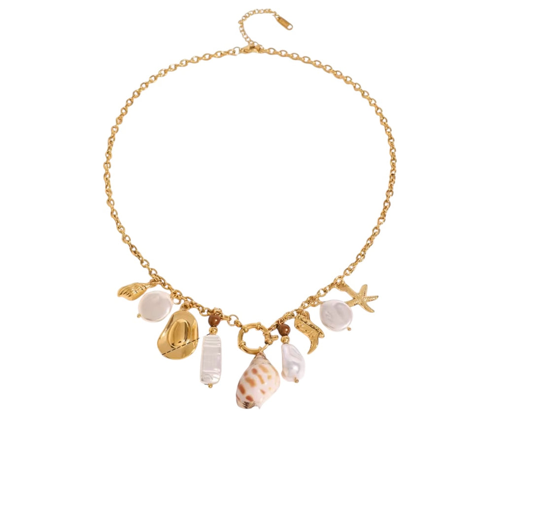 Sirena — Collana con Conchiglie Naturali e Charms Marini