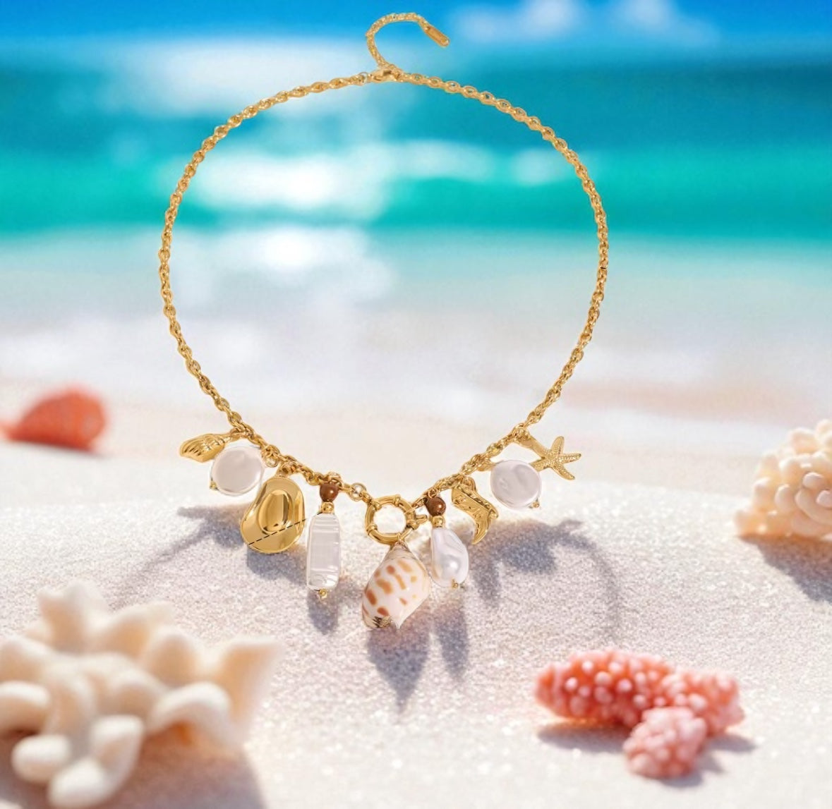 Sirena — Collana con Conchiglie Naturali e Charms Marini